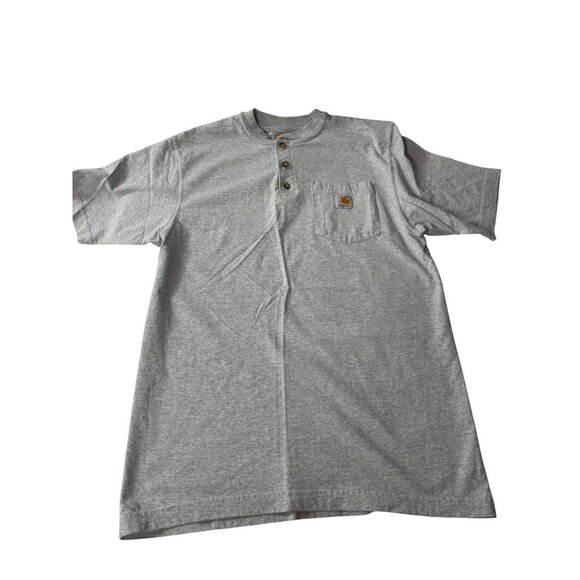 Carhartt Mens Heather Gray Henley Shirt S Cotton/Polyester Blend - Picture 1 of 9